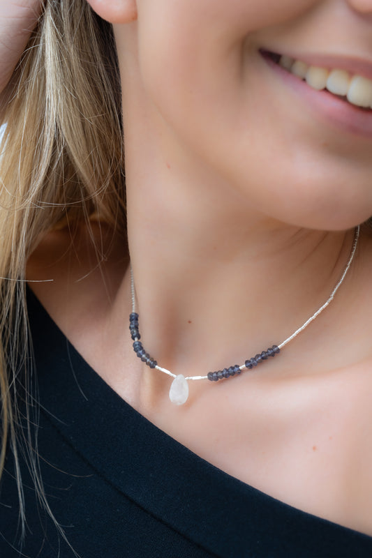Collar Blend Iolita y Piedra Luna