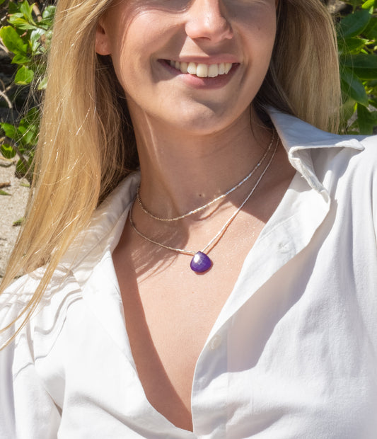 Collar Gota Calcedonia Lila