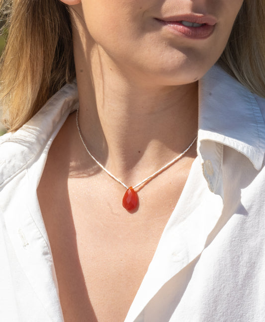 Collar Diamante Calcedonia Terracota