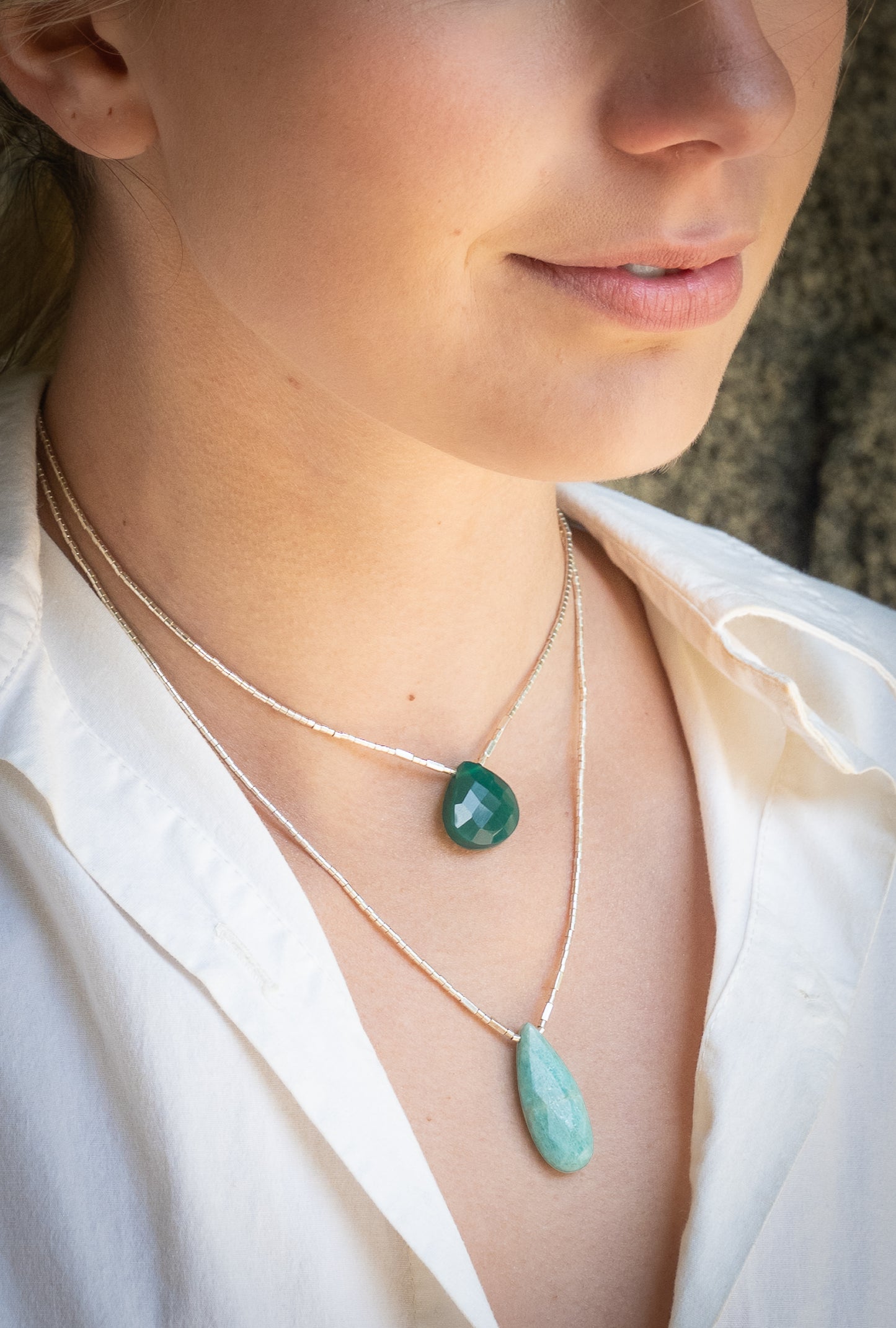 Collar Gota Ónix Verde