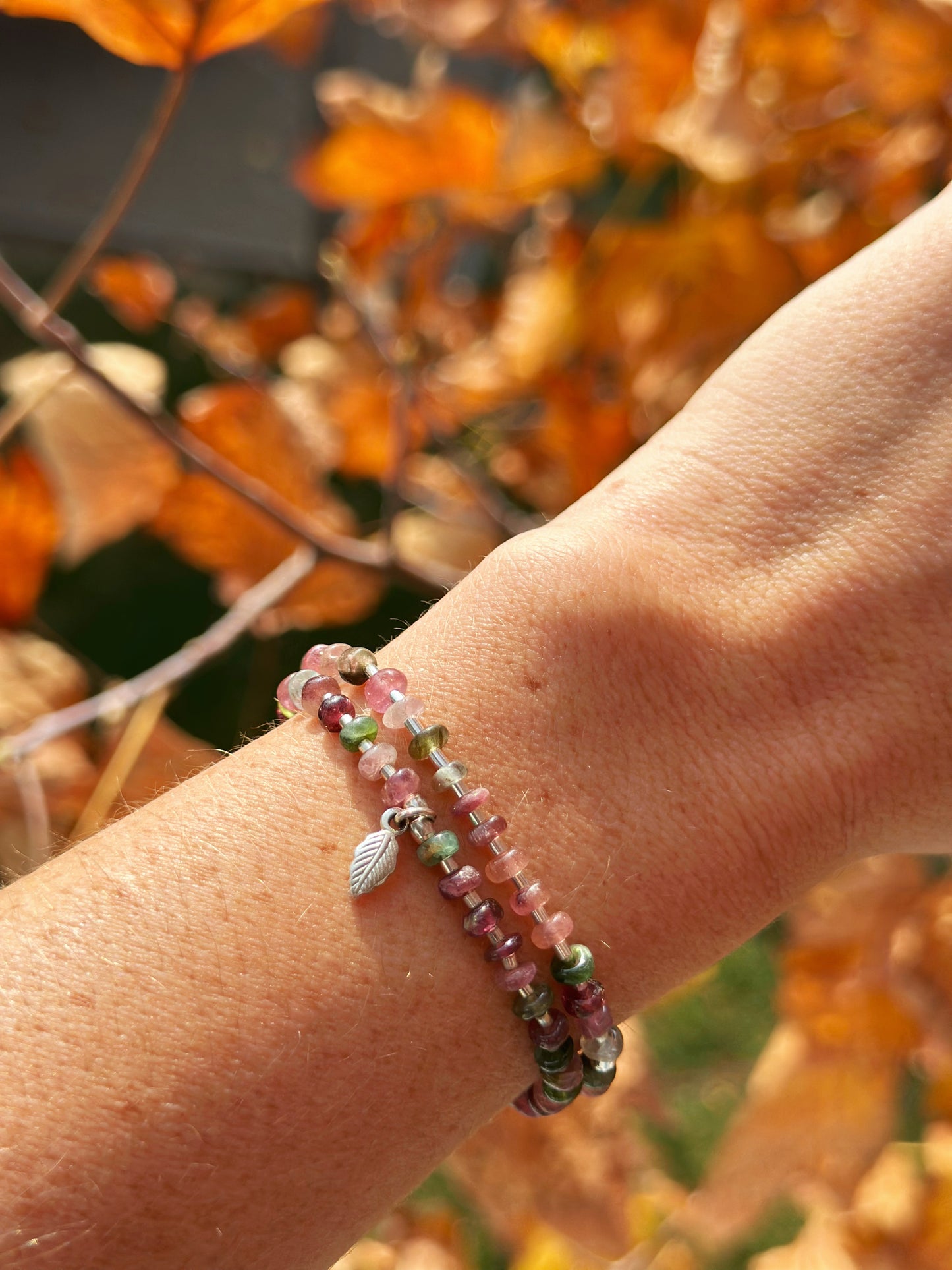 Pulsera Turmalina y Hoja